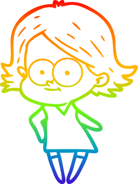 gökkuşağı gradyan çizimi mutlu bir çizgi film kızı bir insan tarafından çizildi