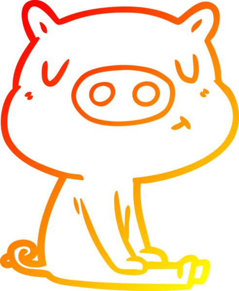 Bir insan tarafından çizilmiş, çizgi film içerikli bir domuzun sıcak çizgi çizimi