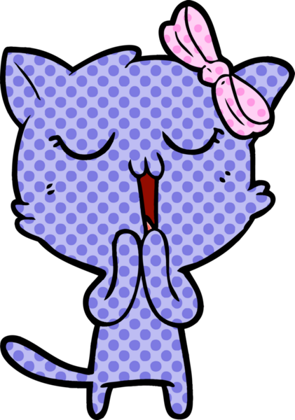 Bir insan tarafından çizilmiş çizgi film kedisi.