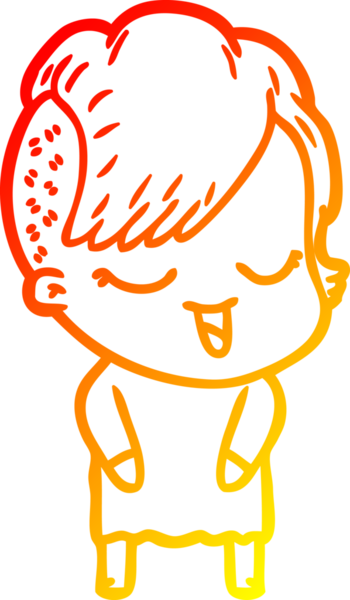 Bir insan tarafından çizilmiş mutlu bir çizgi film kızı çizimi