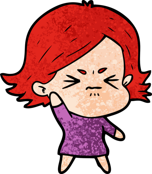 Bir insan tarafından çizilmiş kızgın bir kız.