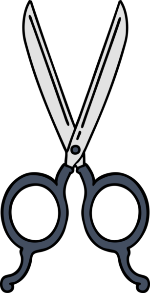 Bir insan tarafından çizilmiş geleneksel bir makas dövmesi.