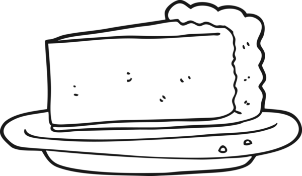 Bir insan tarafından çizilmiş siyah beyaz çizilmiş cheesecake.