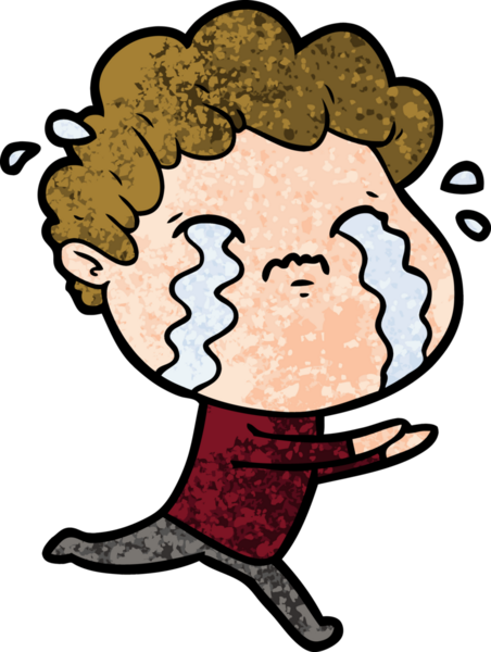 Bir insan tarafından çizilmiş ağlayan çizgi film adamı.