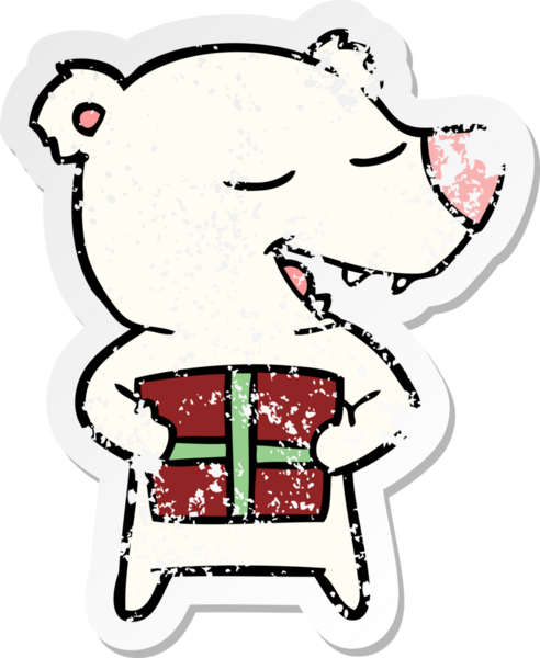 Bir insan tarafından çizilmiş karikatür kutup ayısının sıkıntılı çıkartması.