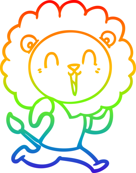 Bir insan tarafından çizilmiş gülen aslan çizgi çizimi.