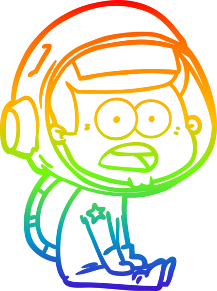 gökkuşağı gradyan çizgi çizimi bir insan tarafından çizilmiş astronot şaşırttı