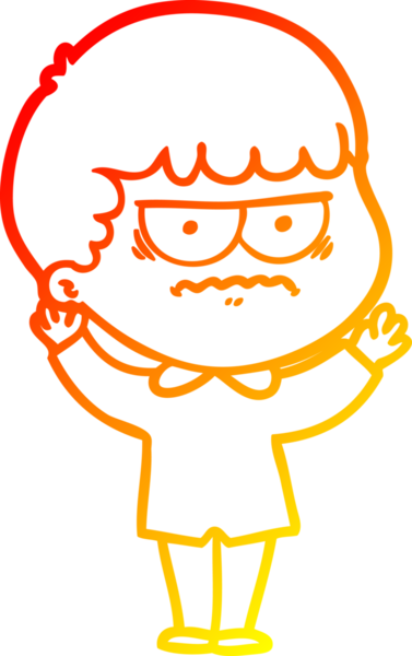 Bir insan tarafından çizilmiş, kızgın bir çizgi film karakteri.