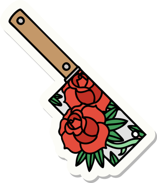 Geleneksel satır stili dövme çıkartması ve bir insan tarafından çizilmiş çiçekler.