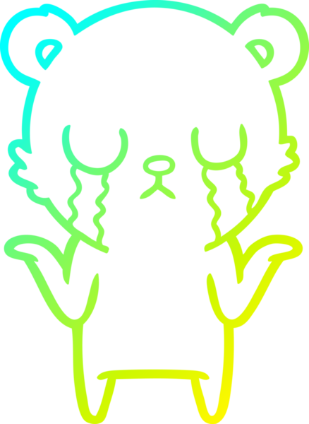 Bir insan tarafından çizilmiş ağlayan çizgi film ayısının soğuk gradyan çizgisi.