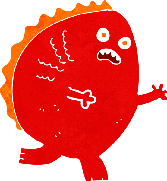 Bir insan tarafından çizilmiş çizgi film canavarı.