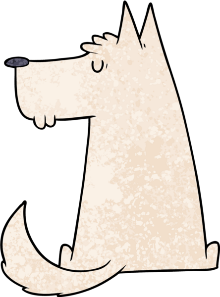 Bir insan tarafından çizilmiş şirin bir çizgi film köpeği.