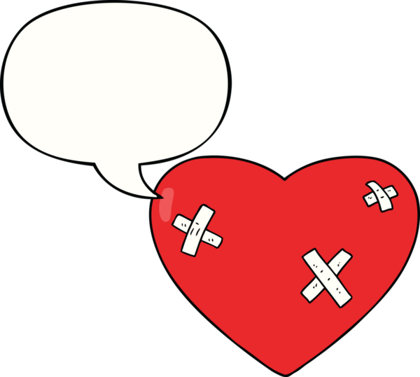 Bir insan tarafından çizilen konuşma baloncuğuyla çarpılmış bir kalp.