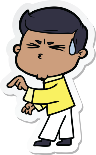 Bir insan tarafından çizilmiş terleyen bir karikatür adamın çıkartması.