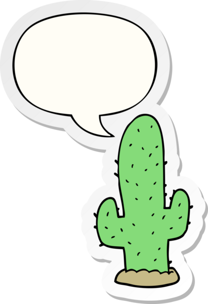 Bir insan tarafından çizilmiş konuşma balonu çıkartmalı çizgi film kaktüsü.