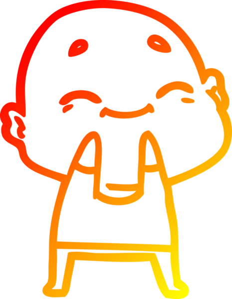 Bir insan tarafından çizilmiş, mutlu kel bir adamın çizgi çizimi.