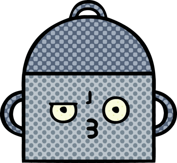 Bir insan tarafından çizilmiş yemek tenceresinin çizgi romanı.