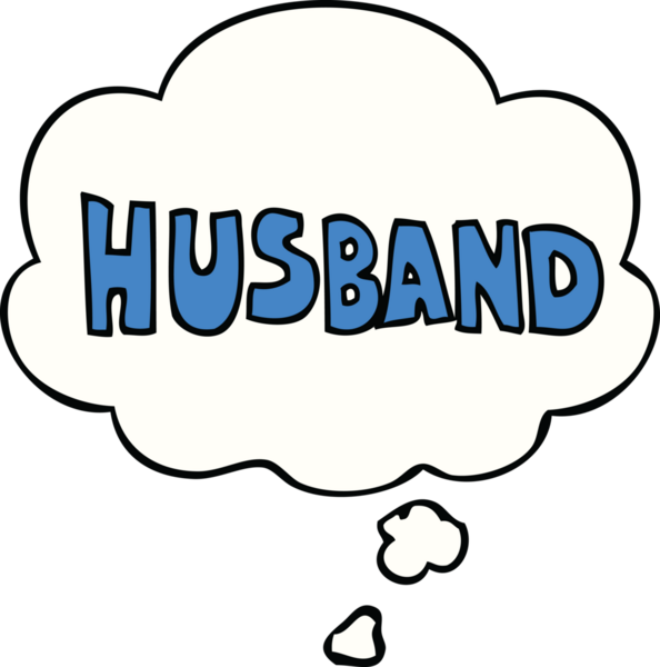 Bir insan tarafından çizilmiş düşünce balonlu bir koca.