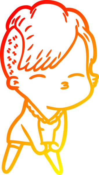 Bir insan tarafından çizilmiş çizgi film karakteri şaşı bir kızın sıcak çizgi çizimi