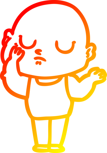 Bir insan tarafından çizilmiş kel bir adamın sıcak çizgi çizimi.