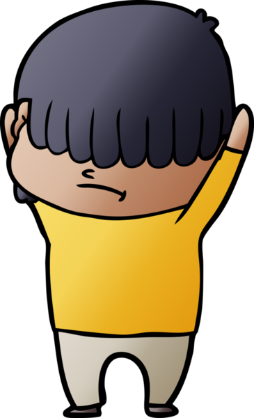 Bir insan tarafından çizilmiş dağınık saçlı çizgi film çocuğu.