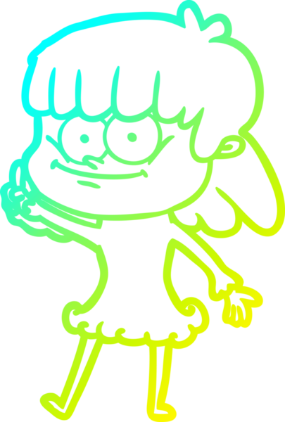 Bir insan tarafından çizilmiş gülümseyen bir karikatür çizimi