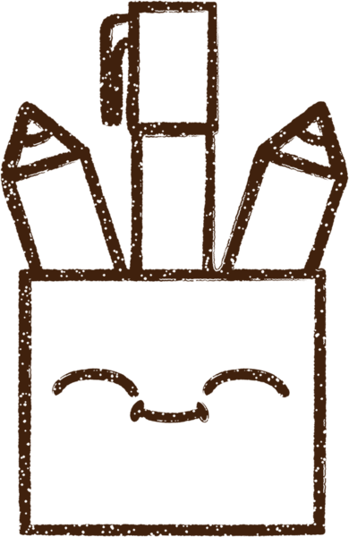 Bir insan tarafından çizilen okul kalemleri karakalem çizimi