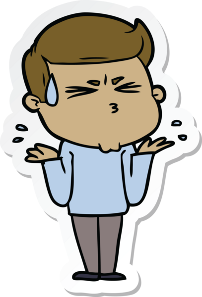 Bir insan tarafından çizilmiş terleyen bir karikatür adamın çıkartması.