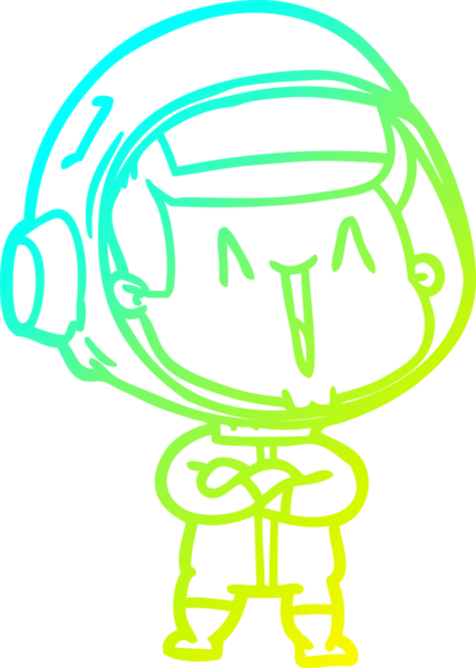 Bir insan tarafından çizilmiş mutlu bir astronotun soğuk gradyan çizimi.