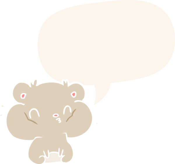 Bir insan tarafından çizilmiş, konuşma balonuyla dolu yanak kesesi olan çizgi film hamsterı.