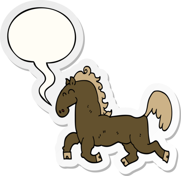 Bir insan tarafından çizilmiş konuşma balonu çıkartmalı çizgi film aygırı.