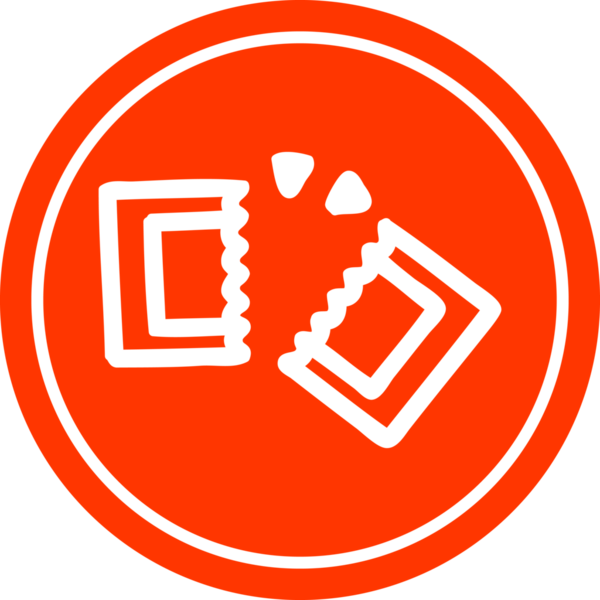 bir insan tarafından çizilmiş film bileti dairesel simgesi