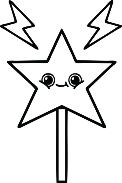 Bir insan tarafından çizilmiş sihirli bir değnek çizimi.