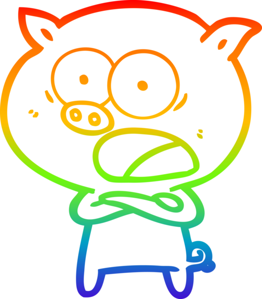 Gökkuşağı gradyan çizimi Bir insan tarafından çizilen bağıran domuz çizgi filmi