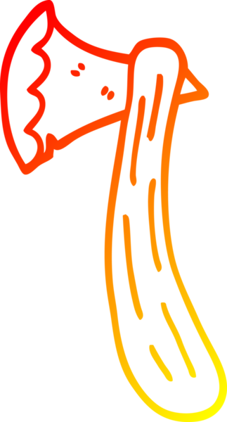 Bir insan tarafından çizilmiş bir baltanın sıcak çizgi çizimi