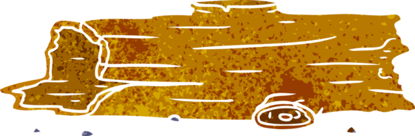 Bir insan tarafından çizilmiş bir ağaç kütüğünün el çizimi karikatürü.