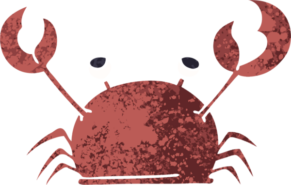 Bir insan tarafından çizilmiş garip çizim tarzı mutlu yengeç.