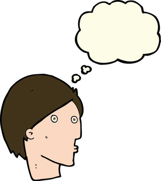 Bir insan tarafından çizilmiş düşünce baloncuğu ile karikatür şaşırmış yüzü