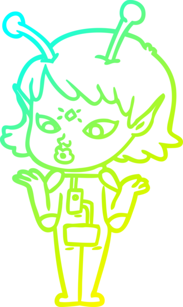 Bir insan tarafından çizilmiş güzel bir uzaylı kız çizimi.