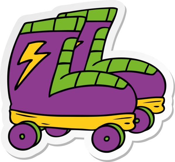 Bir insan tarafından çizilmiş patenlerin el çizimi çizgi film karikatürü.