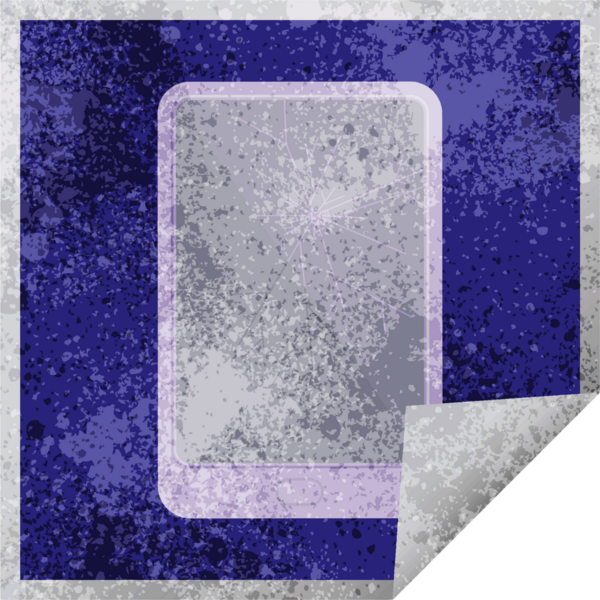 Kırık elektronik tablet vektör kare etiketi bir insan tarafından çizildi