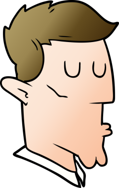 Bir insan tarafından çizilmiş ciddi bir adam çizgi filmi.