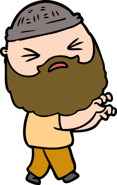 Bir insan tarafından çizilmiş sakallı bir çizgi film adamı.