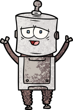 Bir insan tarafından çizilmiş çizgi film robotu