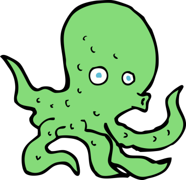 Bir insan tarafından çizilmiş ahtapot çizgi filmi.