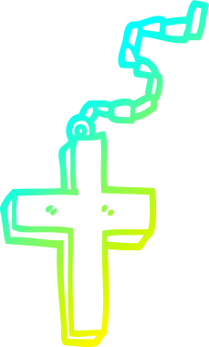 Bir insan tarafından çizilmiş altın haçın soğuk gradyan çizgisi.