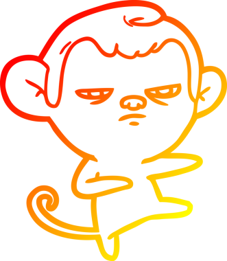 Bir insan tarafından çizilmiş kızgın bir maymunun sıcak çizgi çizimi