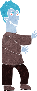 Bir insan tarafından çizilmiş bir vampir çizgi filmi.