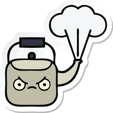 Bir insan tarafından çizilmiş dumanı tüten şirin bir çizgi film çıkartması.