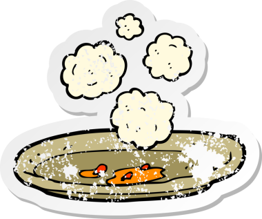 Bir insan tarafından çizilmiş, karikatür boş bir tabağın gerilimli etiketi.